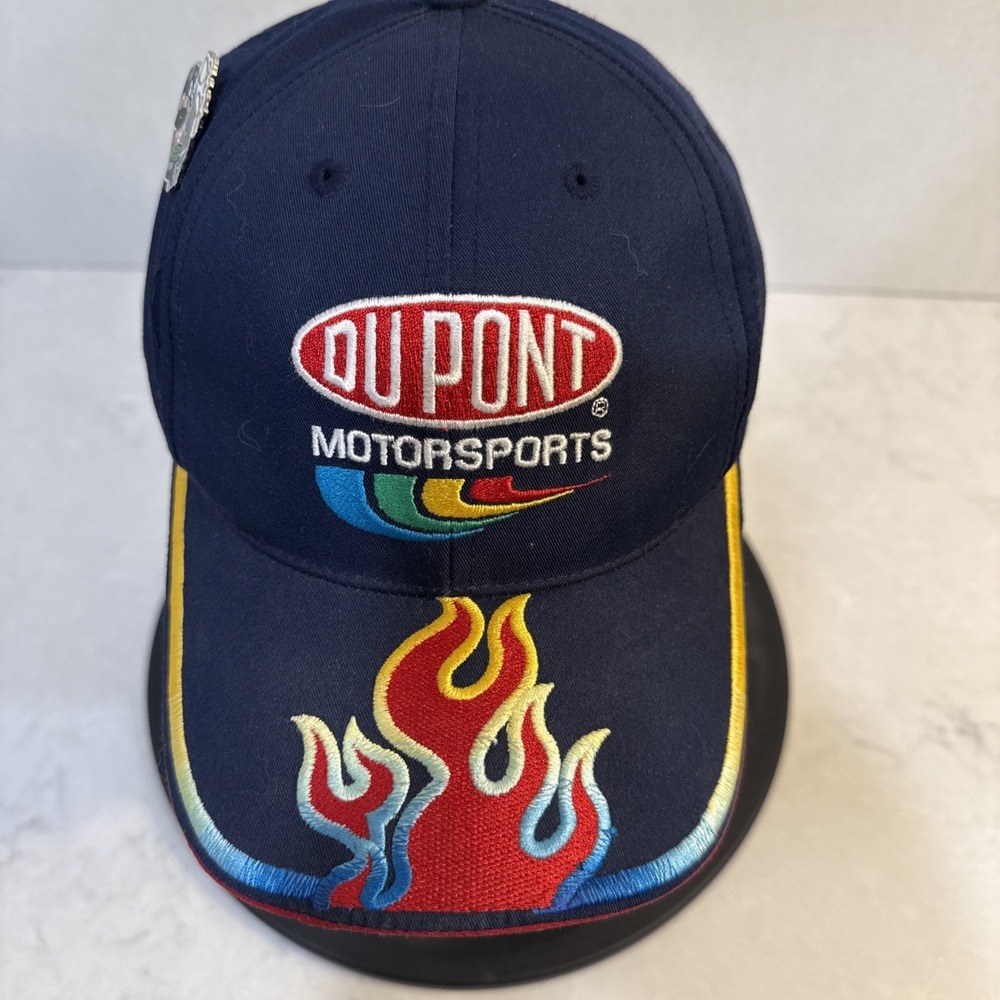 Vintage DuPont Motorsports Jeff Gordon #24 NASCAR Flame Brim Hat Chase Auth
